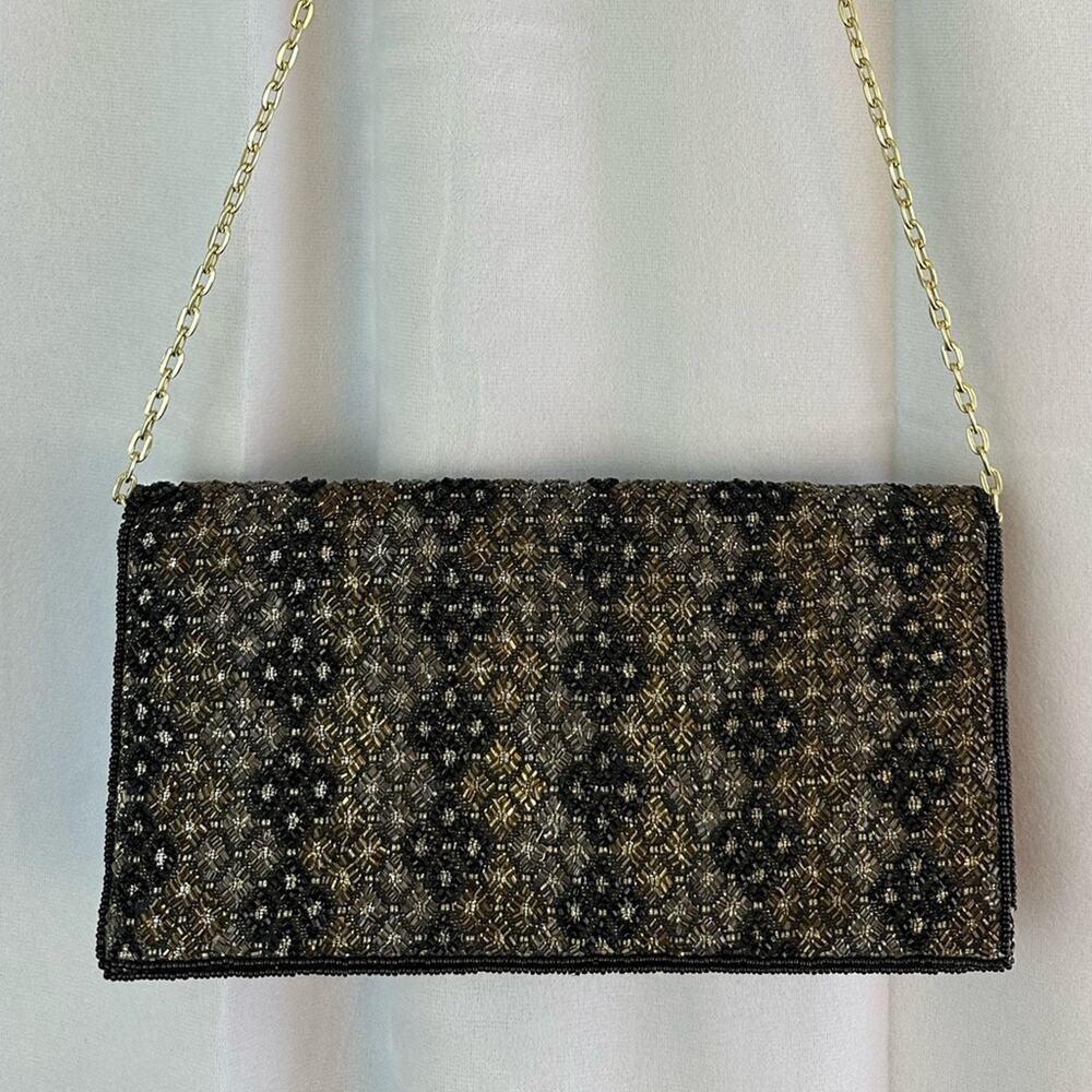Vintage Black & Gold Walborg Hong Kong Beaded Purse
